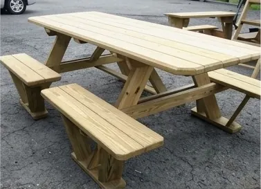 Picnic table with two benches